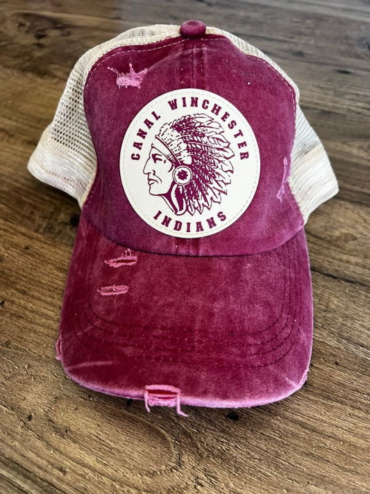 Canal Winchester Indians Vintage Distressed Cap - Trucker